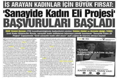 SANAYİDE KADIN ELİ PROJESİ